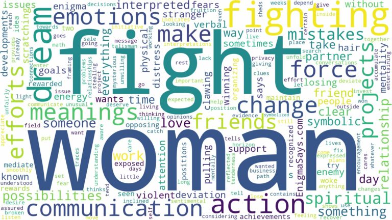 dream of fighting a woman and related dreams with their meanings in a word cloud