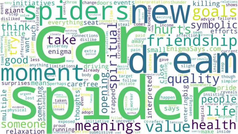 dream about spider in car and related dreams with their meanings in a word cloud