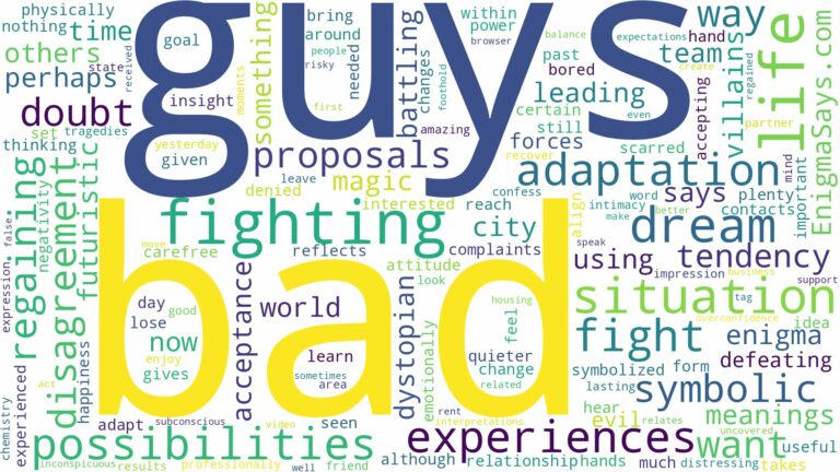 dreaming of fighting bad guys and related dreams with their meanings in a word cloud
