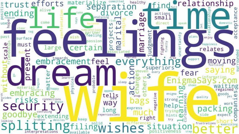 dreaming of splitting up with wife and related dreams with their meanings in a word cloud