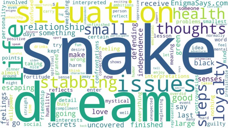 dream of stabbing snake and related dreams with their meanings in a word cloud