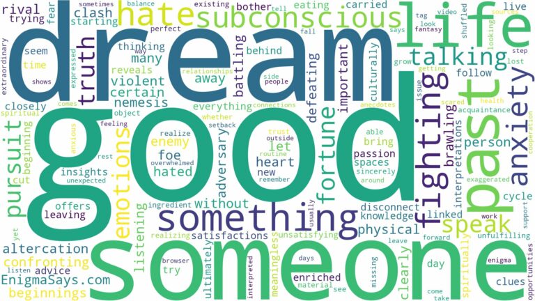 dreaming of fighting someone you hate and related dreams with their meanings in a word cloud