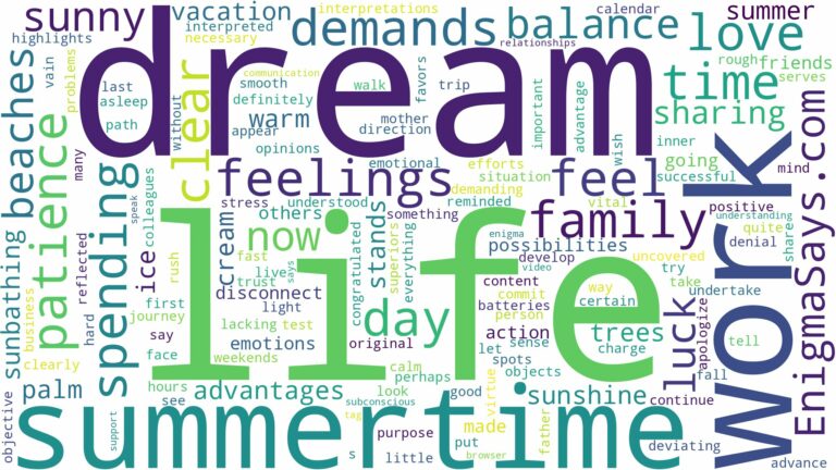 dream about summertime and related dreams with their meanings in a word cloud