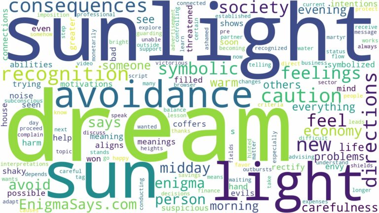 dream about sun light and related dreams with their meanings in a word cloud