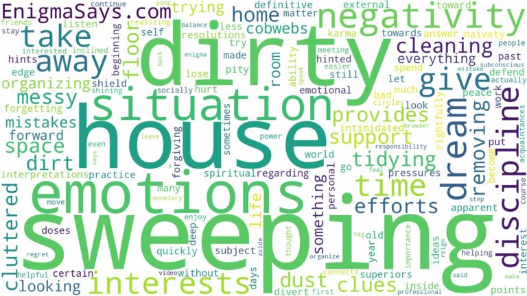 dreaming of sweeping a dirty house and related dreams with their meanings in a word cloud