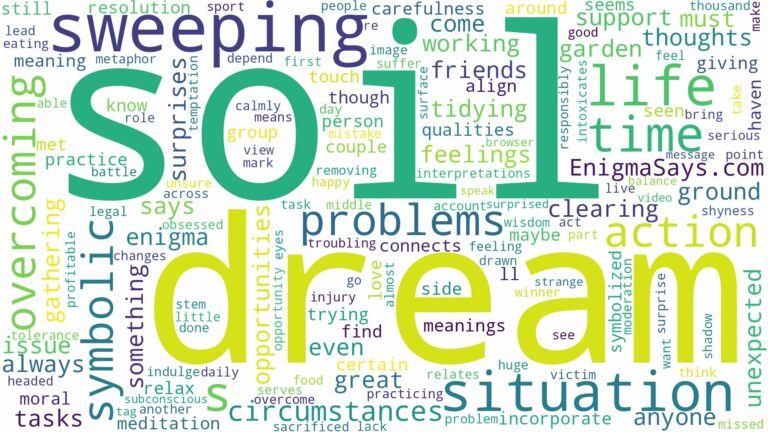 dream of sweeping soil and related dreams with their meanings in a word cloud