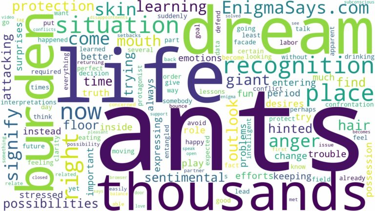 dreams about thousands of ants and related dreams with their meanings in a word cloud