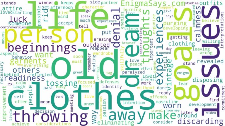 dreaming of throwing away old clothes and related dreams with their meanings in a word cloud