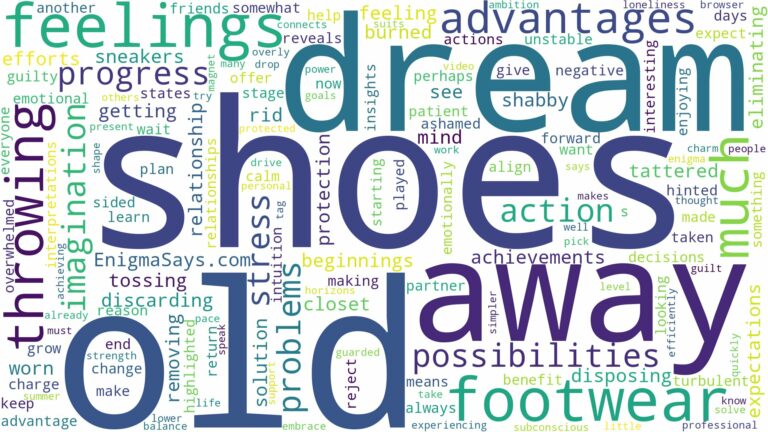 dreaming of throwing away old shoes and related dreams with their meanings in a word cloud
