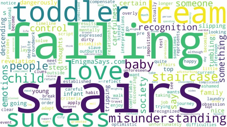 dreaming about toddler falling down stairs and related dreams with their meanings in a word cloud