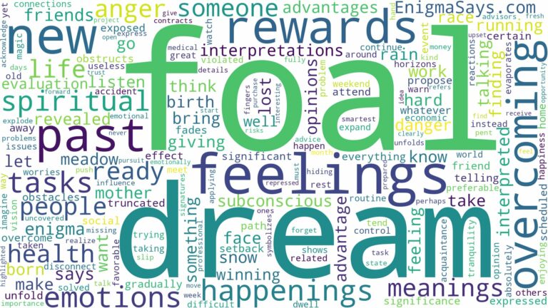 dream about a foal and related dreams with their meanings in a word cloud