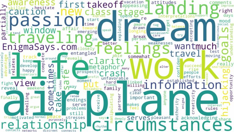 dream of traveling by airplane and related dreams with their meanings in a word cloud