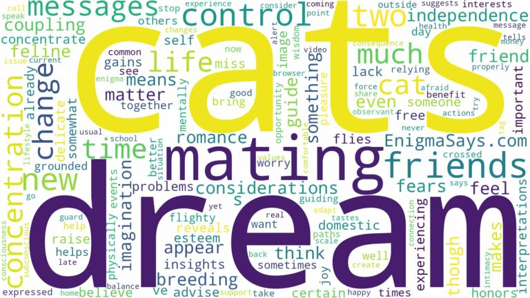 dreaming about two cats mating and related dreams with their meanings in a word cloud