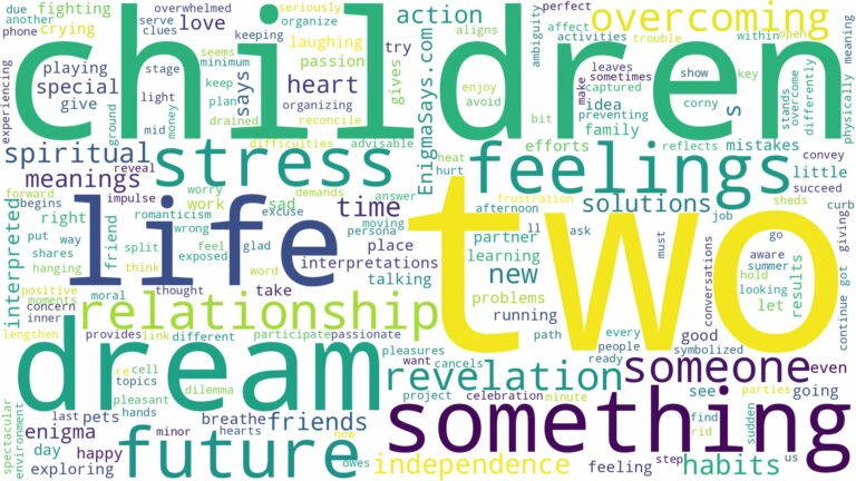 dream about two children and related dreams with their meanings in a word cloud
