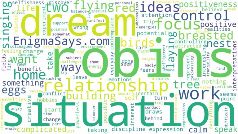 dream about two robins and related dreams with their meanings in a word cloud