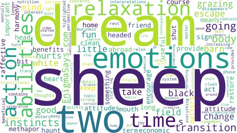 dream about two sheep and related dreams with their meanings in a word cloud