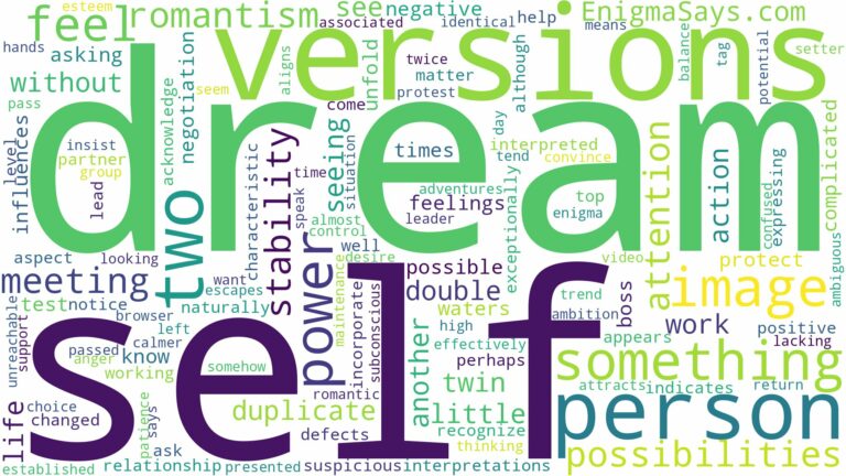 dream about two versions of the same person and related dreams with their meanings in a word cloud