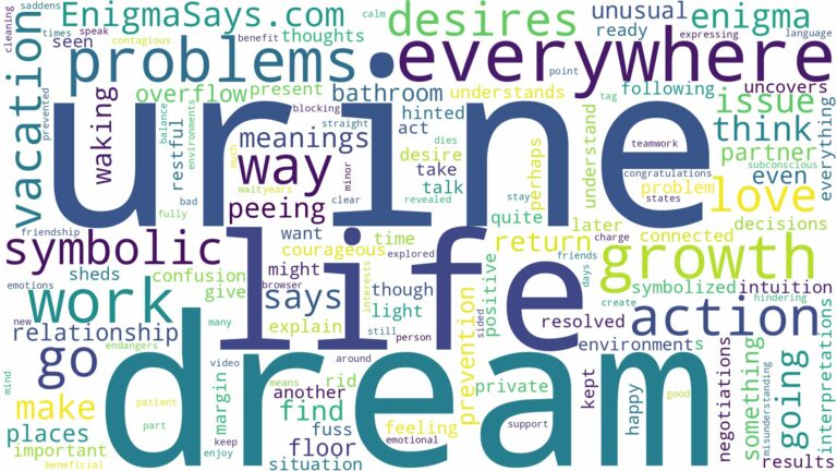 dream about urine everywhere and related dreams with their meanings in a word cloud