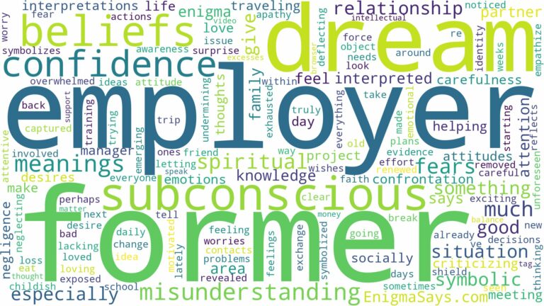 dream about a former employer and related dreams with their meanings in a word cloud