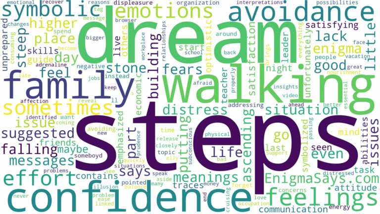 dream of walking up steps and related dreams with their meanings in a word cloud