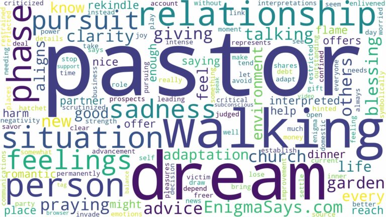 dreaming of walking with a pastor and related dreams with their meanings in a word cloud