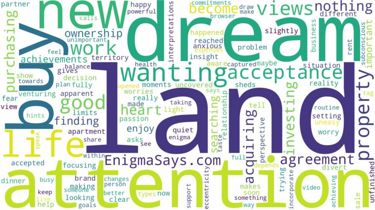 dreaming of wanting to buy land and related dreams with their meanings in a word cloud