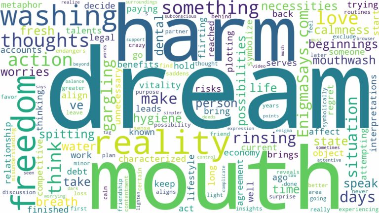 dream of washing mouth and related dreams with their meanings in a word cloud