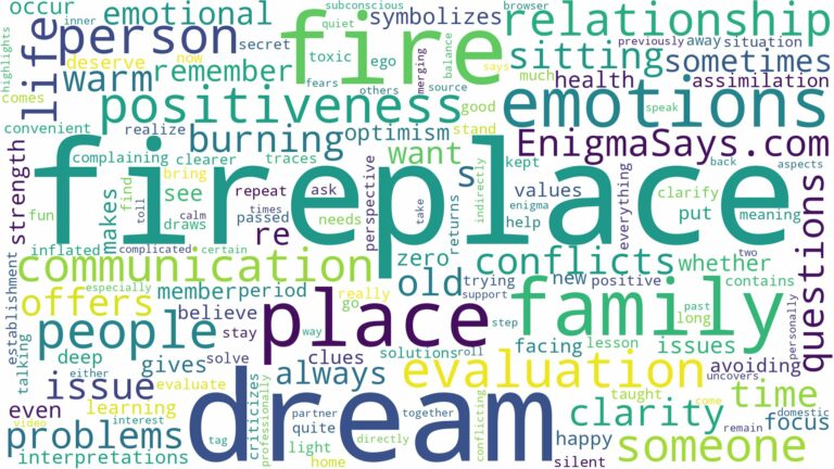 dream about fire place and related dreams with their meanings in a word cloud
