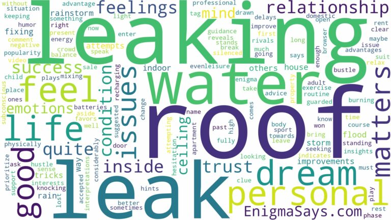 dreaming about water leaking from roof and related dreams with their meanings in a word cloud