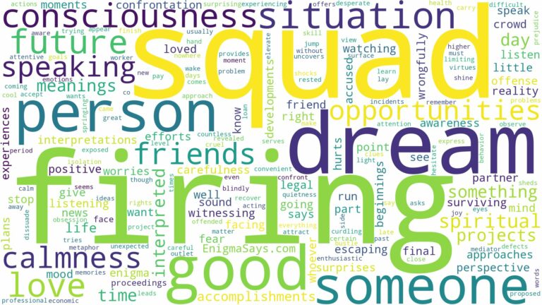 dream of firing squad and related dreams with their meanings in a word cloud
