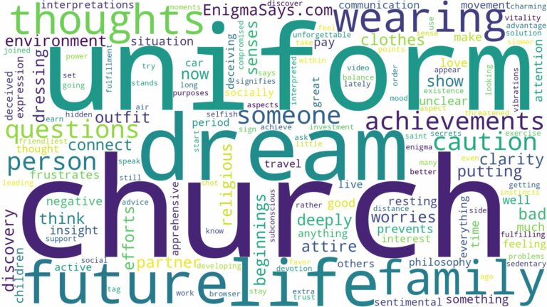 dreaming of wearing church uniform and related dreams with their meanings in a word cloud