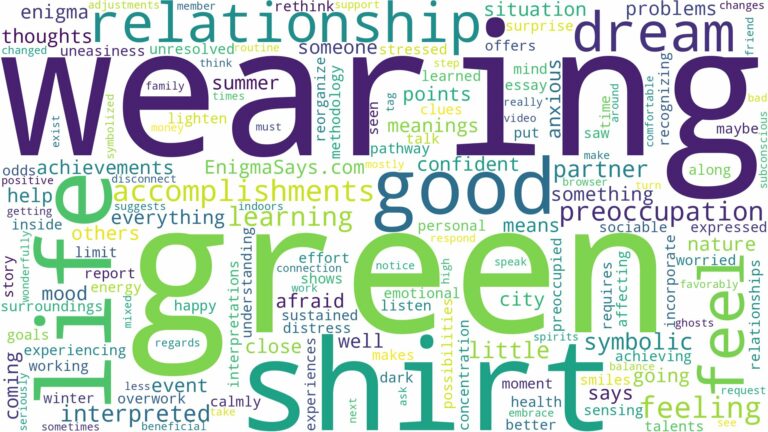 dreaming of wearing green shirt and related dreams with their meanings in a word cloud