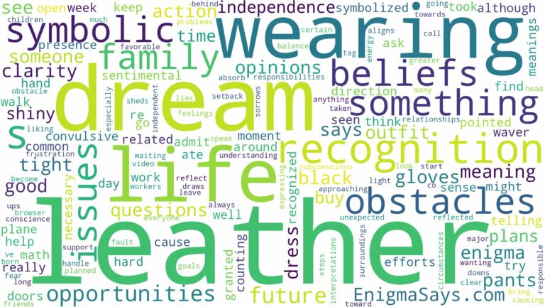 dream of wearing leather and related dreams with their meanings in a word cloud