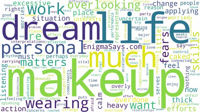 dreaming of wearing too much makeup and related dreams with their meanings in a word cloud