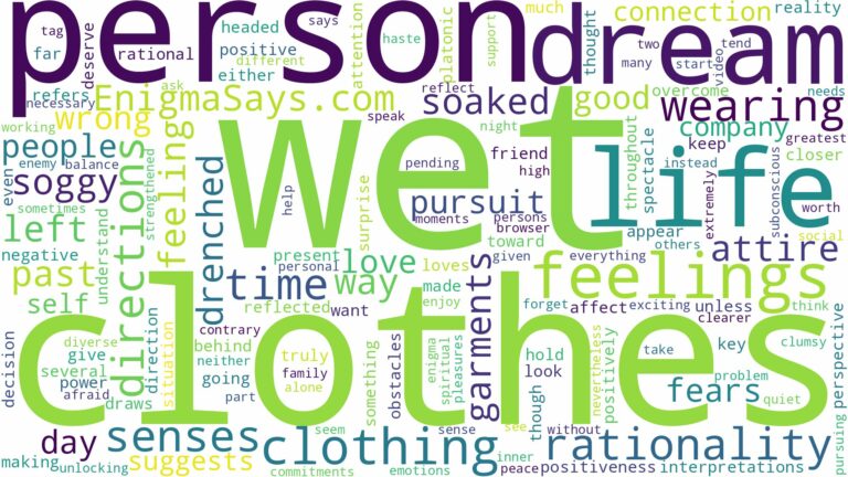dreaming of wearing wet clothes and related dreams with their meanings in a word cloud