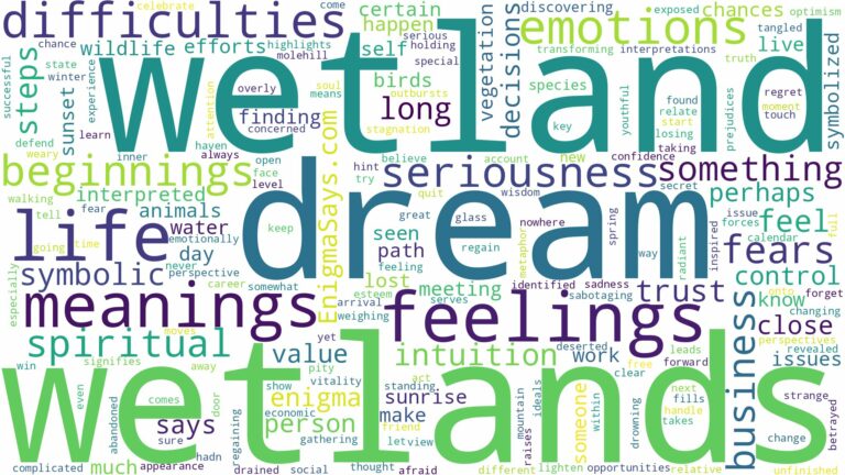 dreams about wetlands and related dreams with their meanings in a word cloud