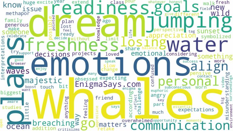 dreams about whales jumping out of water and related dreams with their meanings in a word cloud