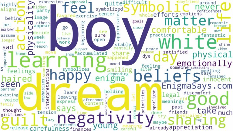 dream about white boy and related dreams with their meanings in a word cloud