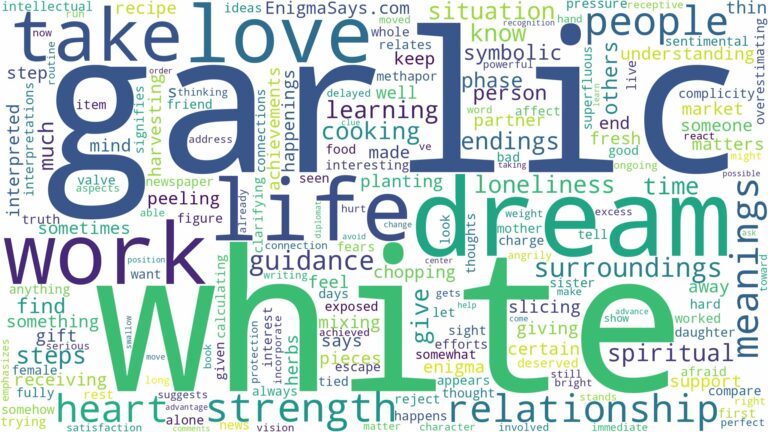 dream about white garlic and related dreams with their meanings in a word cloud