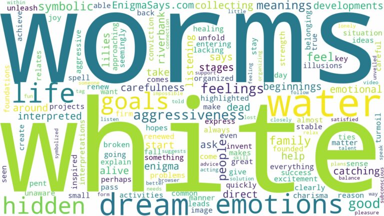 dream about white worms in water and related dreams with their meanings in a word cloud