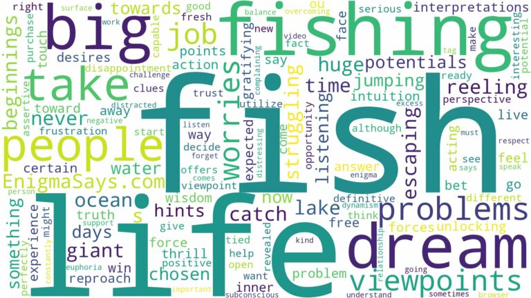 dreaming of fishing a big fish and related dreams with their meanings in a word cloud