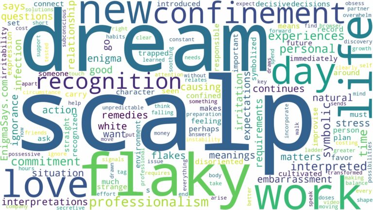 dream about flaky scalp and related dreams with their meanings in a word cloud