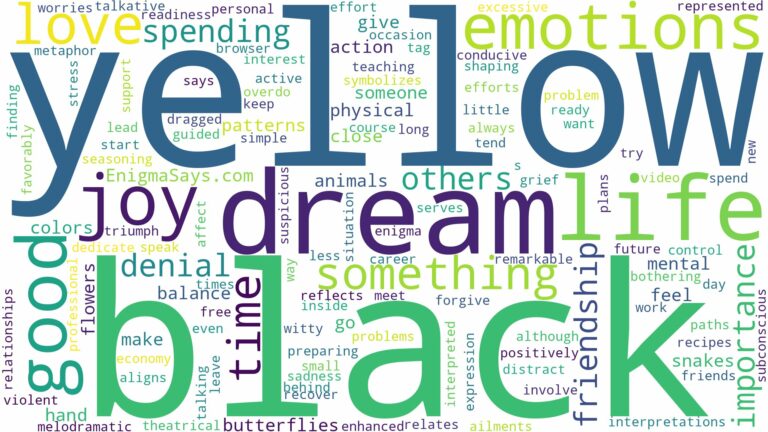 dream about yellow and black and related dreams with their meanings in a word cloud