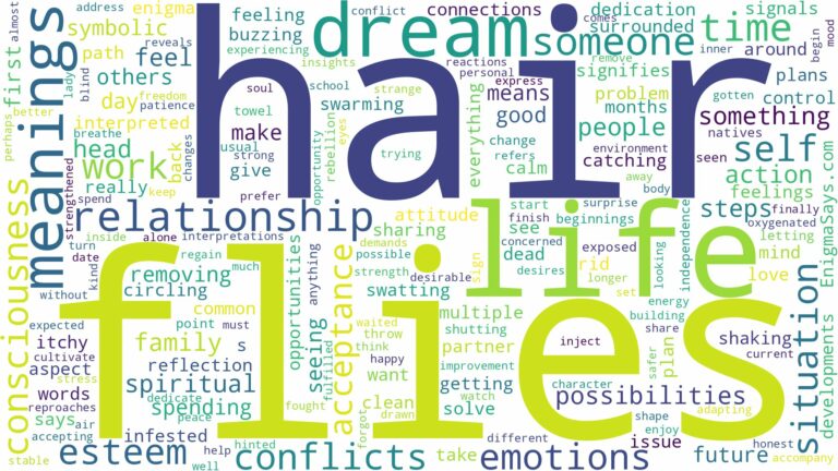 dreams about flies in hair and related dreams with their meanings in a word cloud