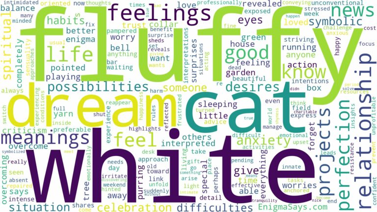 dream about fluffy white cat and related dreams with their meanings in a word cloud