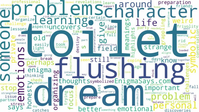 dream of flushing toilet and related dreams with their meanings in a word cloud