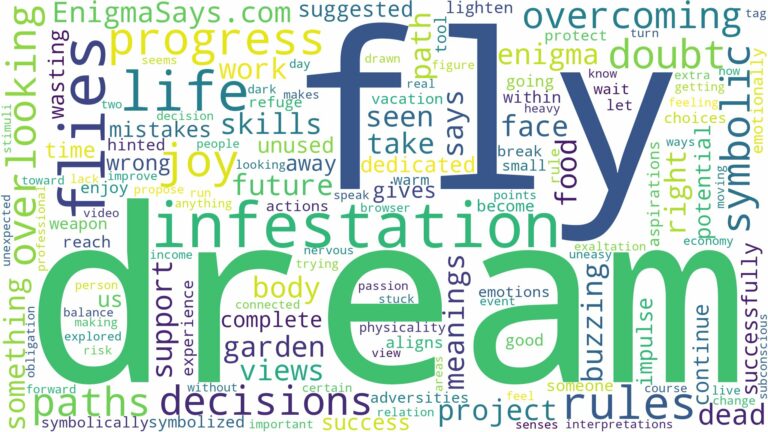 dream about fly infestation and related dreams with their meanings in a word cloud