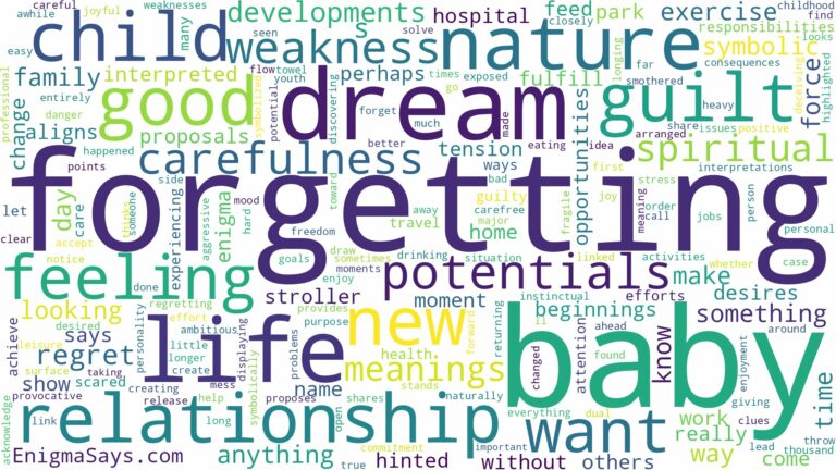 dream of forgetting a baby and related dreams with their meanings in a word cloud