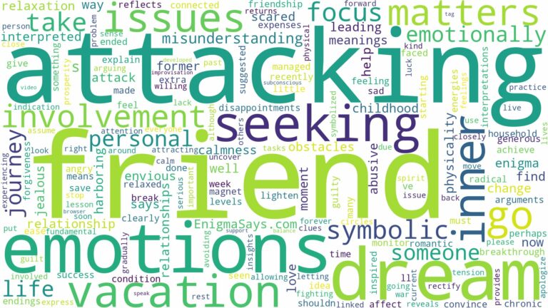 dreaming of friend attacking you and related dreams with their meanings in a word cloud