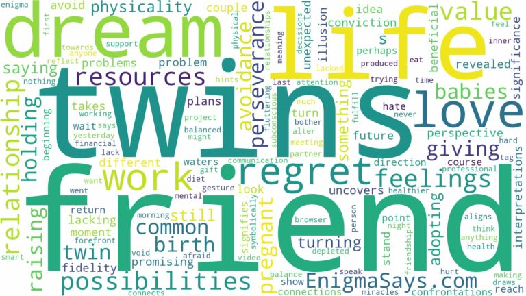 dreaming about friend having twins and related dreams with their meanings in a word cloud